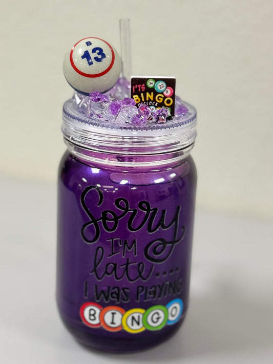 Bingo 20oz Mason purple swirl Cup