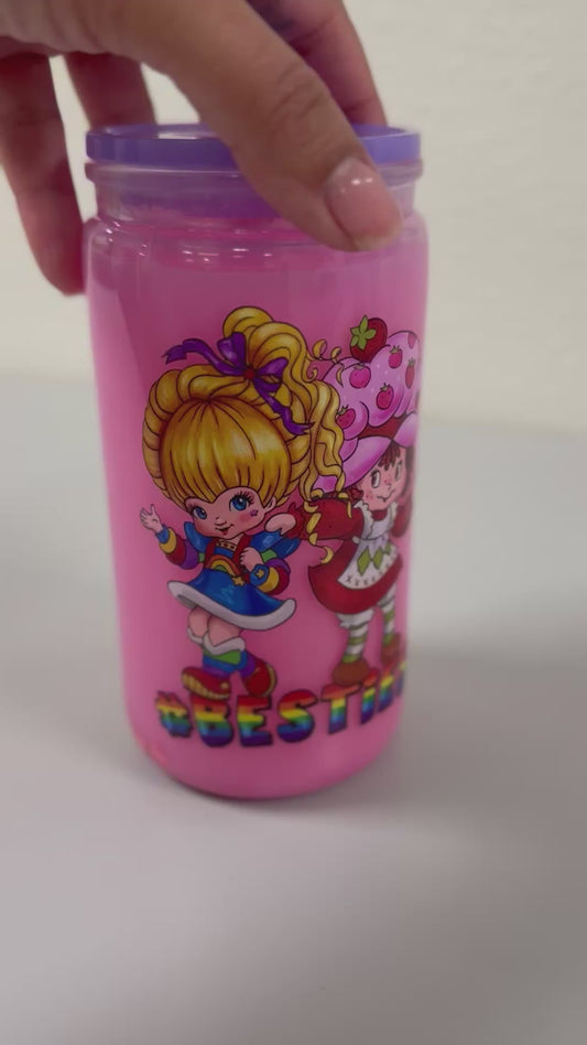 Besties pink Milk Cup w/Strawberries